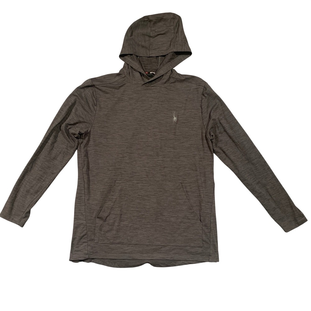 Spyder Active Mens Charcoal Gray Heather Hoodie Pullover Spyder‎ Logo Size Large